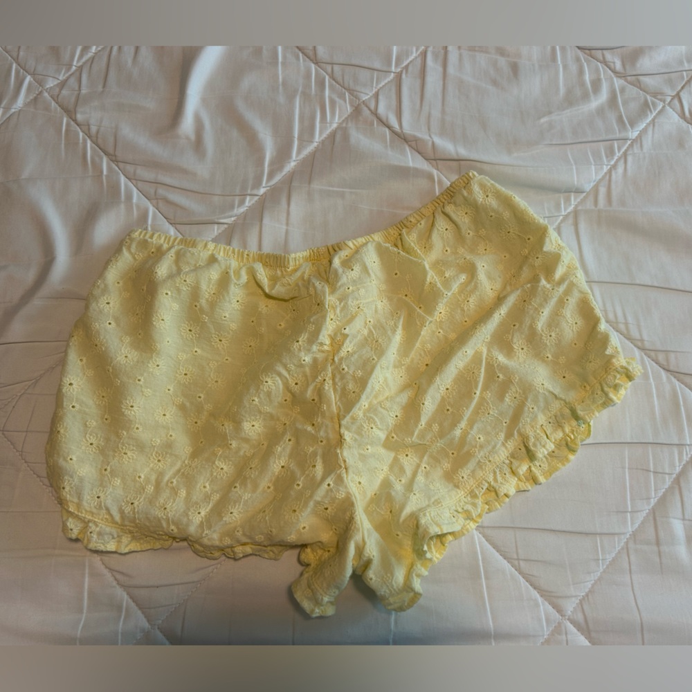 Yellow Eyelet Shorts